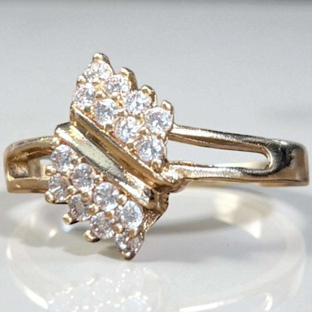 Gold Plated Cubic Zirconia Cocktail Ring  Size 8